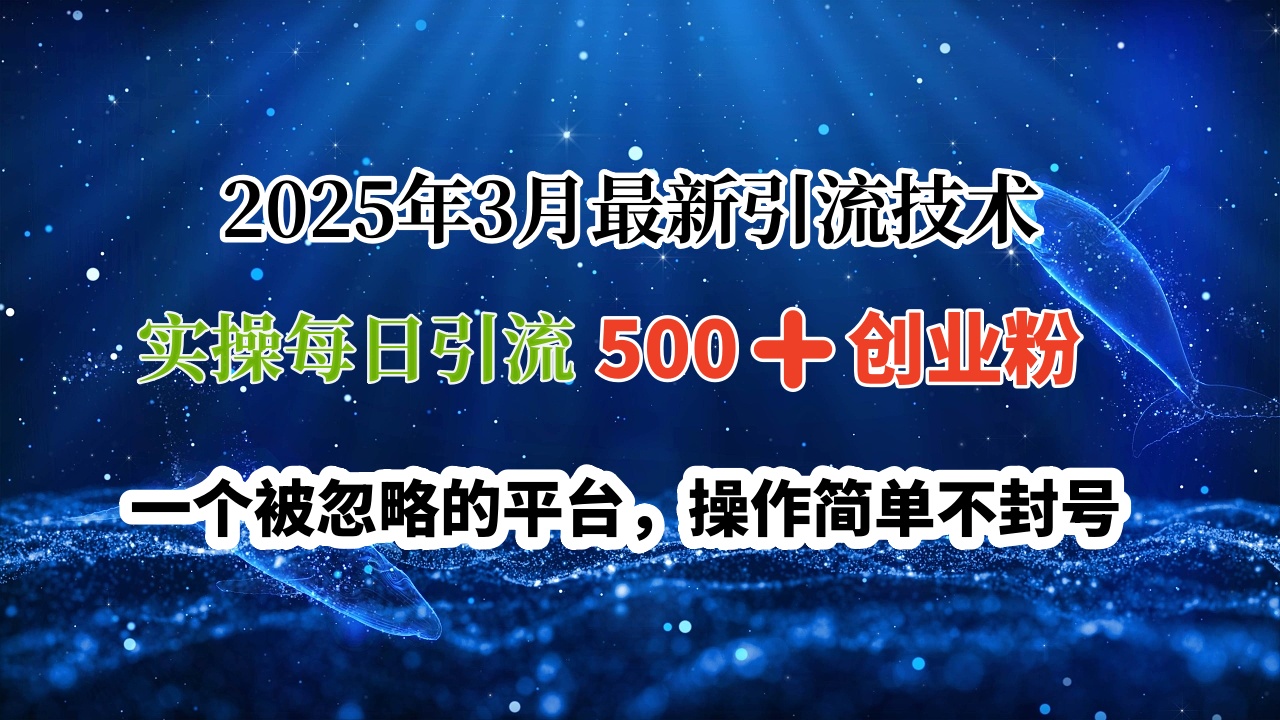 2025年3月最新引流技术，实操每日引流500➕创业粉，一个被忽略的平台，操作简单不封号-领航创业网