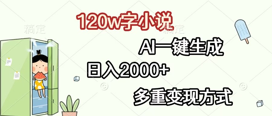 120w字小说，AI一键生成，日入2000+，多重变现方式-领航创业网