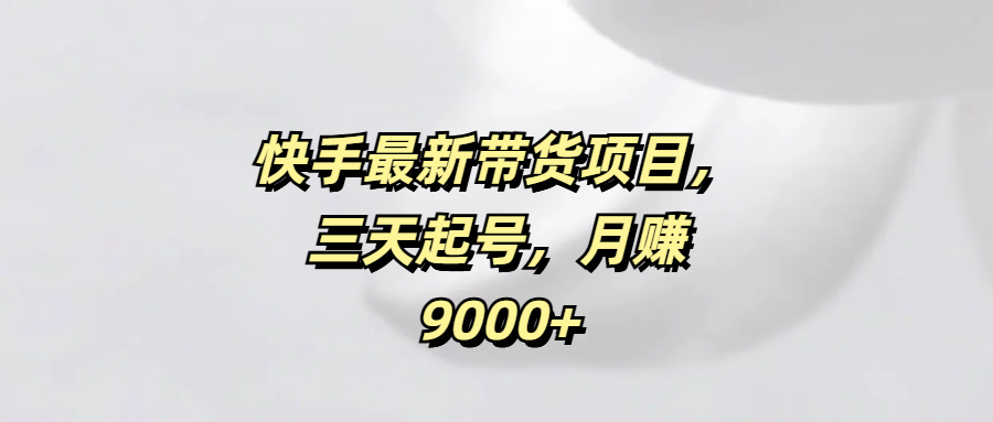 快手最新带货项目，三天起号，月赚9000+-领航创业网