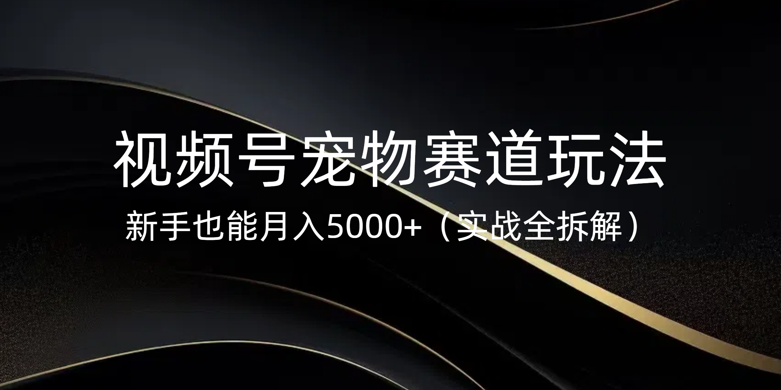 视频号宠物赛道玩法，新手也能月入5000+（实战全拆解）-领航创业网