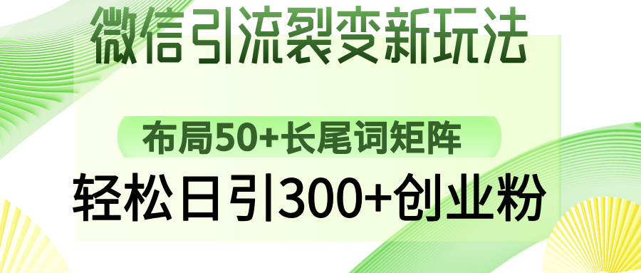 微信引流裂变新玩法：布局50+长尾词矩阵，轻松日引300+创业粉-领航创业网