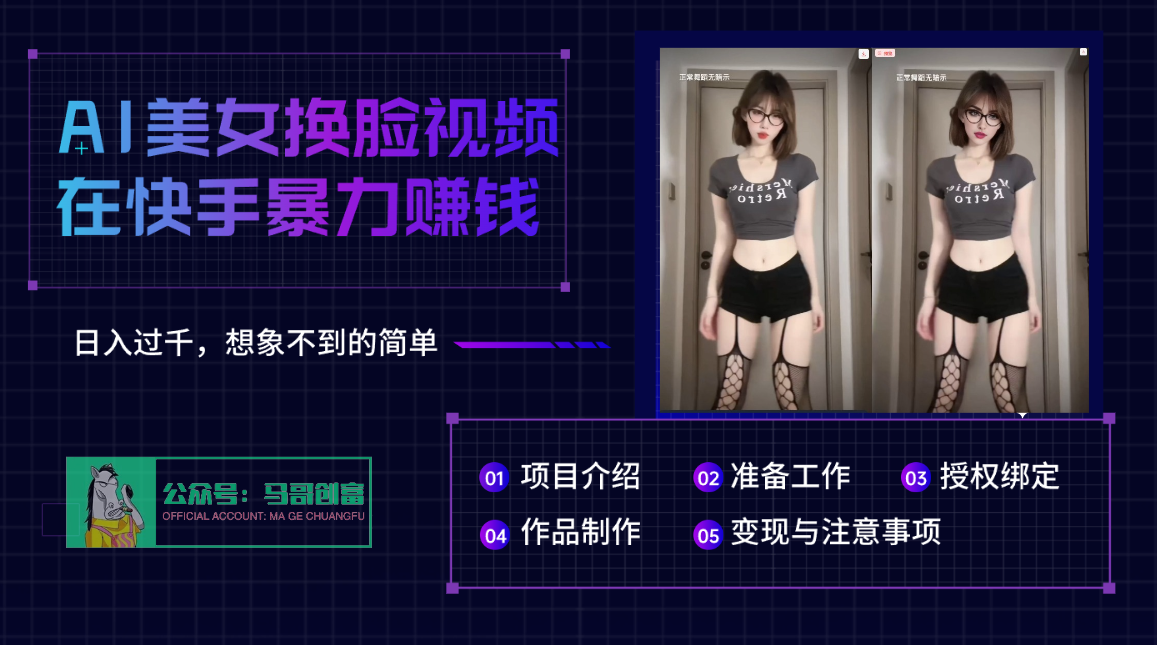 AI批量生成美女换脸视频，结合抖音快手暴利赚钱，通过此方法拉新日入过千-领航创业网