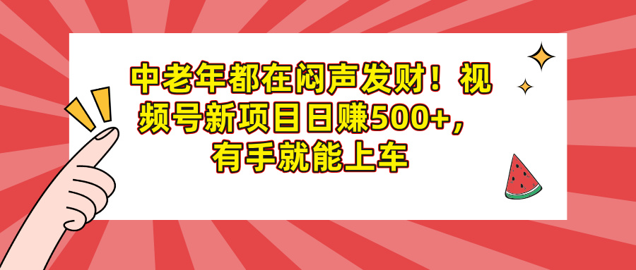 中老年都在闷声发财！视频号新项目日赚500+，有手就能上车-领航创业网