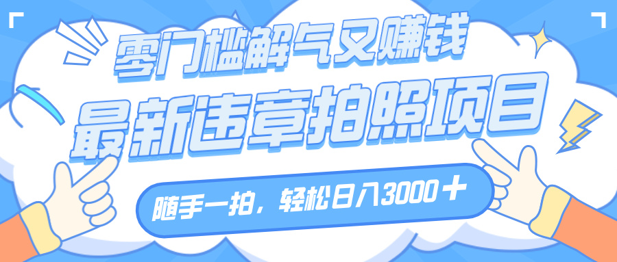 解气又赚钱的项目，随手一拍，轻松收入3000+，最新违章拍照赚钱-领航创业网