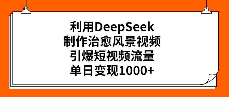 利用DeepSeek，制作治愈风景视频，引爆短视频流量，单日变现1000+-领航创业网