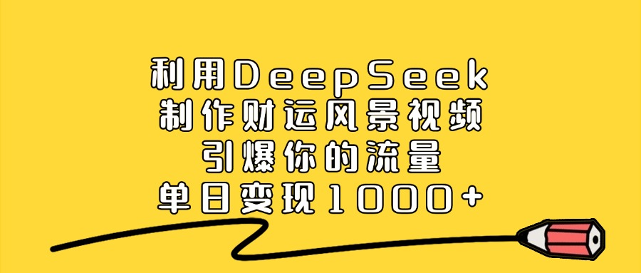 利用DeepSeek制作财运风景视频，单日变现1000+，引爆你的流量-领航创业网