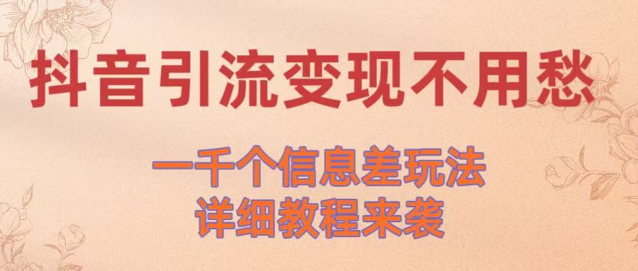 抖音引流变现不用愁！一千个信息差玩法详细教程来袭-领航创业网
