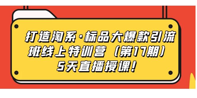 打造淘系·标品大爆款引流班线上特训营5天直播授课！-领航创业网