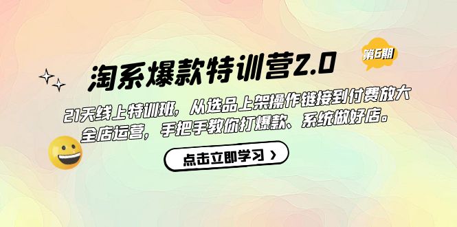 淘系爆款特训营2.0【第六期】从选品上架到付费放大 全店运营 打爆款 做好店-领航创业网