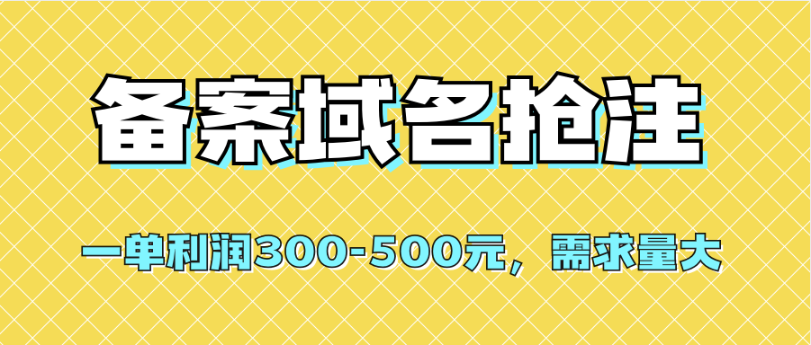 【全网首发】备案域名抢注，一单利润300-500元，需求量大-领航创业网