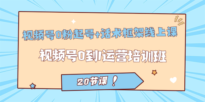 视频号·0粉起号 话术框架线上课：视频号0到1运营培训班（20节课）-领航创业网
