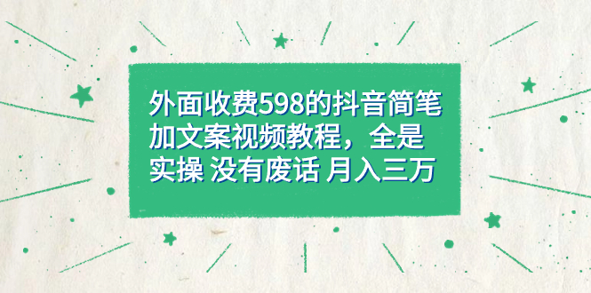 外面收费598抖音简笔加文案教程，全是实操 没有废话 月入三万（教程 资料）-领航创业网