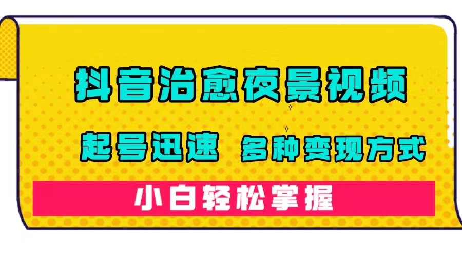 抖音治愈系夜景视频，起号迅速，多种变现方式，小白轻松掌握（附120G素材）-领航创业网