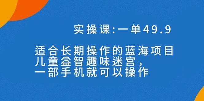 一单49.9长期蓝海项目，儿童益智趣味迷宫，一部-领航创业网