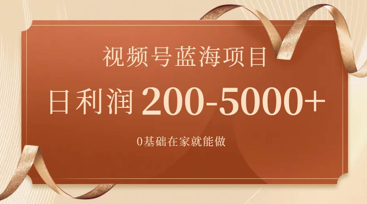 视频号蓝海项目，0基础在家也能做，一天200-5000 【附266G资料】-领航创业网