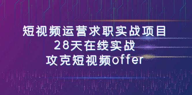 短视频运-营求职实战项目，28天在线实战，攻克短视频offer（46节课）-领航创业网