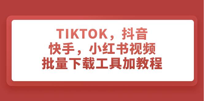 TIKTOK，抖音，快手，小红书视频批量下载工具加教程-领航创业网