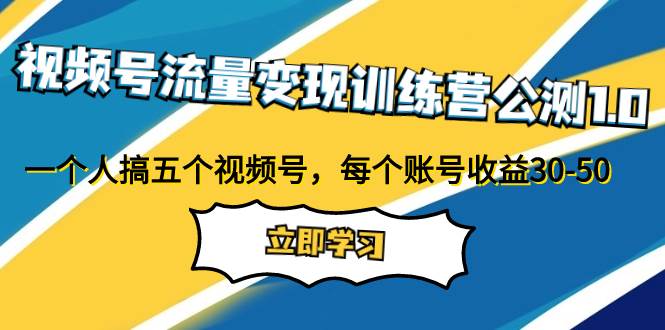 视频号流量变现训练营公测1.0：一个人搞五个视频号，每个账号收益30-50-领航创业网