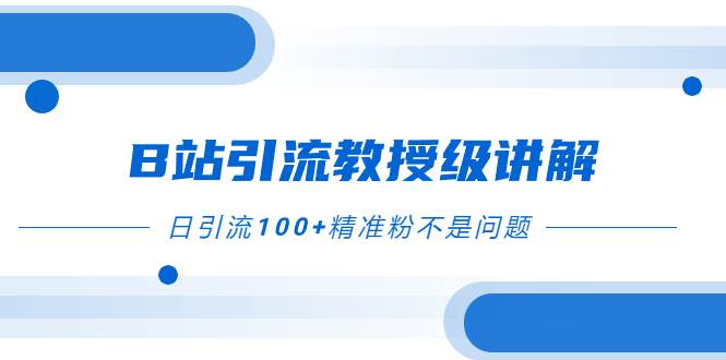 B站引流教授级讲解，细节满满，日引流100 精准粉不是问题-领航创业网