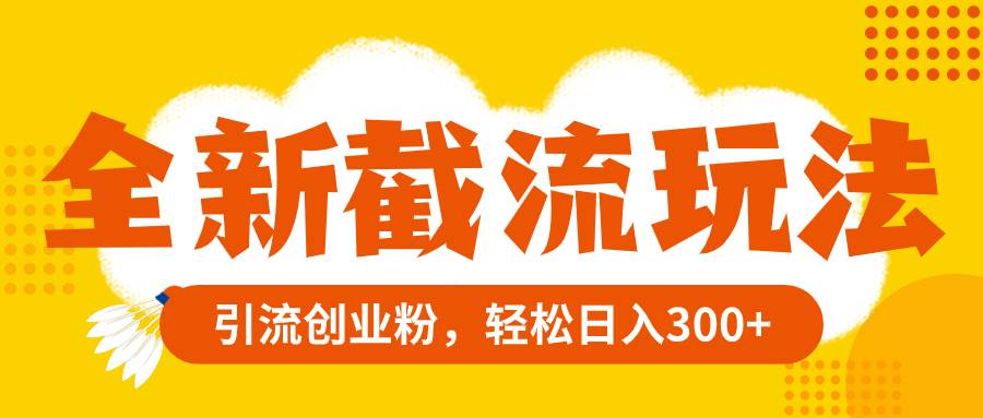 全新截流玩法，精准引流创业粉，轻松日入300-领航创业网