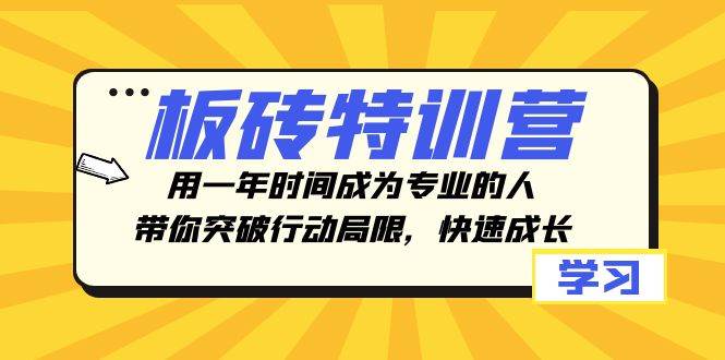 板砖特训营，用一年时间成为专业的人，带你突破行动局限，快速成长-领航创业网