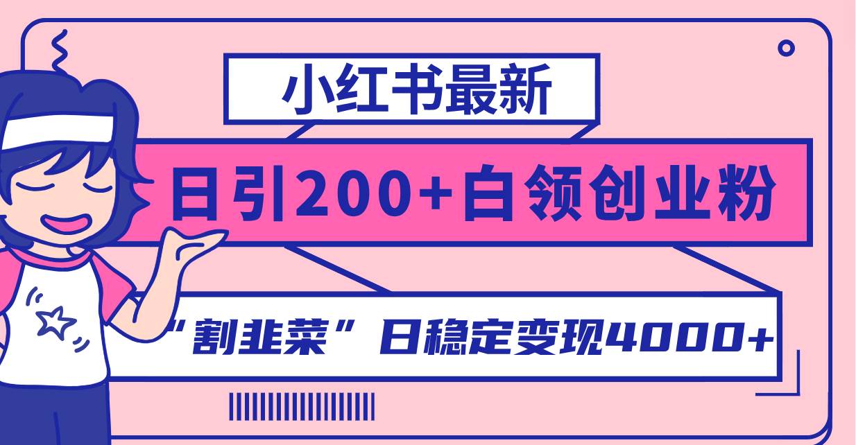 小红书最新日引200 创业粉”割韭菜“日稳定变现4000 实操教程！-领航创业网