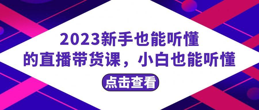 2023新手也能听懂的直播带货课，小白也能听懂，20节完整-领航创业网