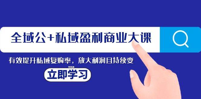 全域公 私域盈利商业大课，有效提升私域复购率，放大利润且持续变现-领航创业网