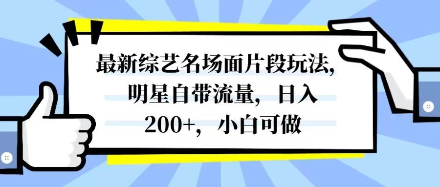 最新综艺名场面片段玩法，明星自带流量，日入200 ，小白可做-领航创业网