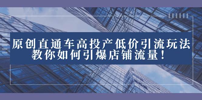2023直通车高投产低价引流玩法，教你如何引爆店铺流量！-领航创业网