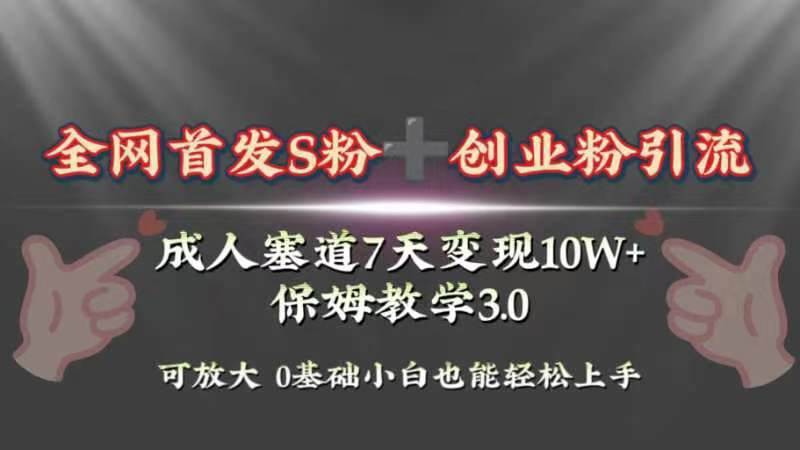 全网首发s粉加创业粉引流变现，成人用品赛道7天变现10w 保姆教学3.0-领航创业网