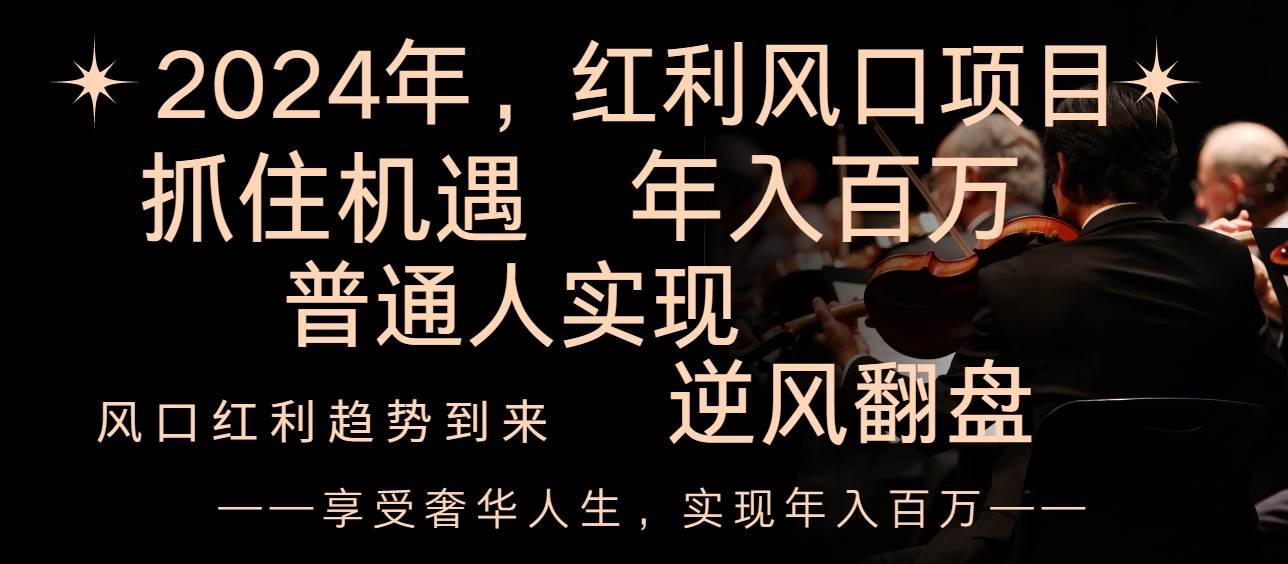 2024红利风口项目来袭，享受第一波红利，逆风翻盘普通人也能实现，年入百万-领航创业网