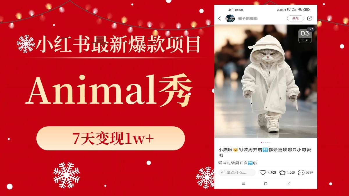 小红书最新爆款项目，Animal秀，7天变现1w+-领航创业网