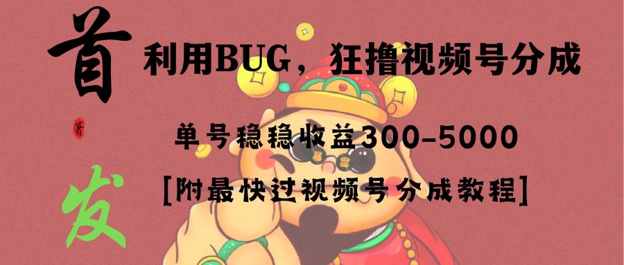 全网独家首发，视频号BUG，超短期项目，单号每日净收益300-5000！-领航创业网