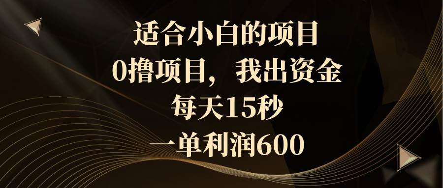 适合小白的项目，0撸项目，我出资金，每天15秒，一单利润600-领航创业网