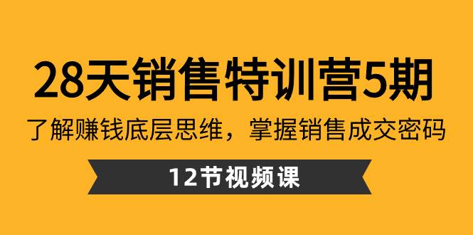 28天·销售特训营5期：了解赚钱底层思维，掌握销售成交密码（12节课）-领航创业网