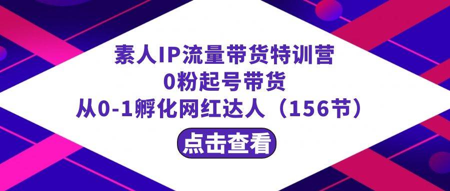 繁星·计划素人IP流量带货特训营：0粉起号带货 从0-1孵化网红达人（156节）-领航创业网