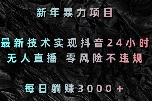 新年暴力项目，最新技术实现抖音24小时无人直播 零风险不违规 每日躺赚3000-领航创业网