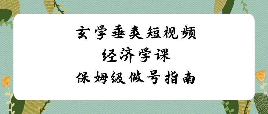 玄学 垂类短视频经济学课，保姆级做号指南（8节课）-领航创业网