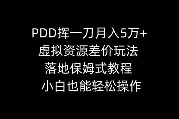 PDD挥一刀月入5万+，虚拟资源差价玩法，落地保姆式教程，小白也能轻松操作-领航创业网