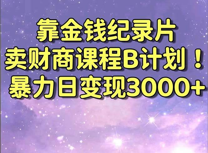 靠金钱纪录片卖财商课程B计划！暴力日变现3000+，喂饭式干货教程！-领航创业网
