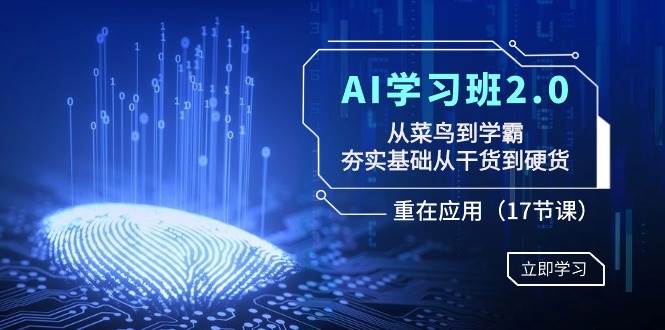AI学习班2.0：从菜鸟到学霸，夯实基础从干货到硬货，重在应用（17节课）-领航创业网