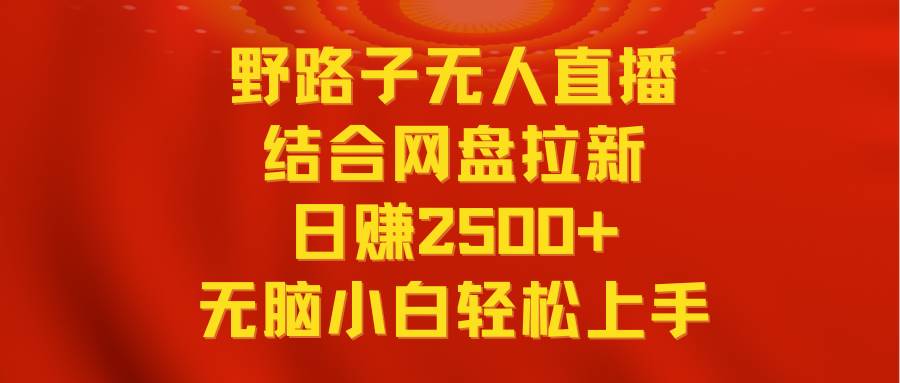 无人直播野路子结合网盘拉新，日赚2500+多平台变现，小白无脑轻松上手操作-领航创业网