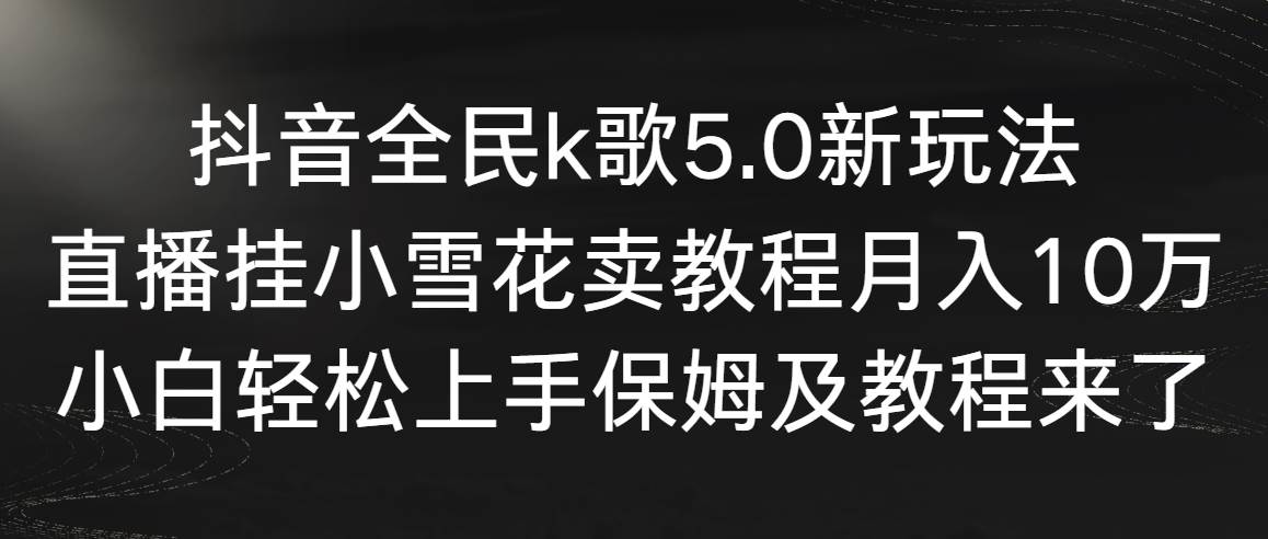 抖音全民k歌5.0新玩法，直播挂小雪花卖教程月入10万，小白轻松上手，保…-领航创业网