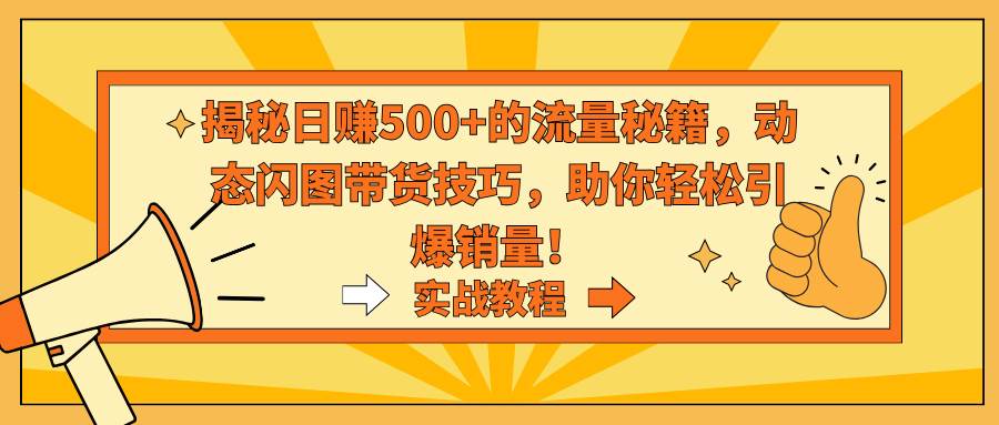 揭秘日赚500+的流量秘籍，动态闪图带货技巧，助你轻松引爆销量！-领航创业网