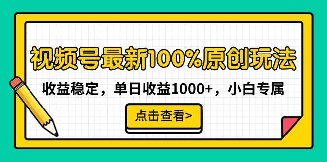 视频号最新100%原创玩法，收益稳定，单日收益1000+，小白专属-领航创业网