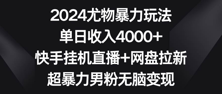 2024尤物暴力玩法 单日收入4000+快手挂机直播+网盘拉新 超暴力男粉无脑变现-领航创业网