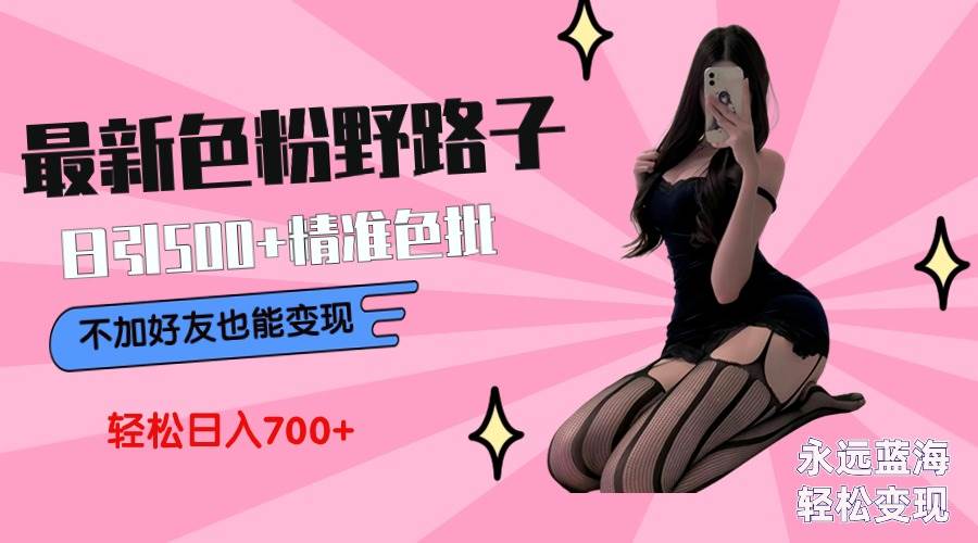 最新色粉变现野路子，日引500+老色批 可不加好友直接变现 小白轻松日入700+-领航创业网