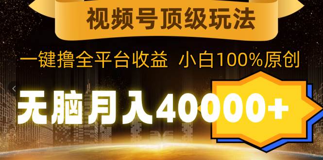 视频号顶级玩法，无脑月入40000+，一键撸全平台收益，纯小白也能100%原创-领航创业网