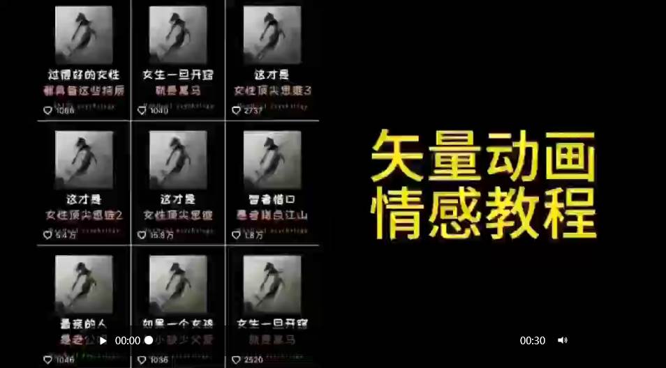 矢量动画情感教程：高点赞涨粉，适合情感、思维、创业教育等赛道-领航创业网